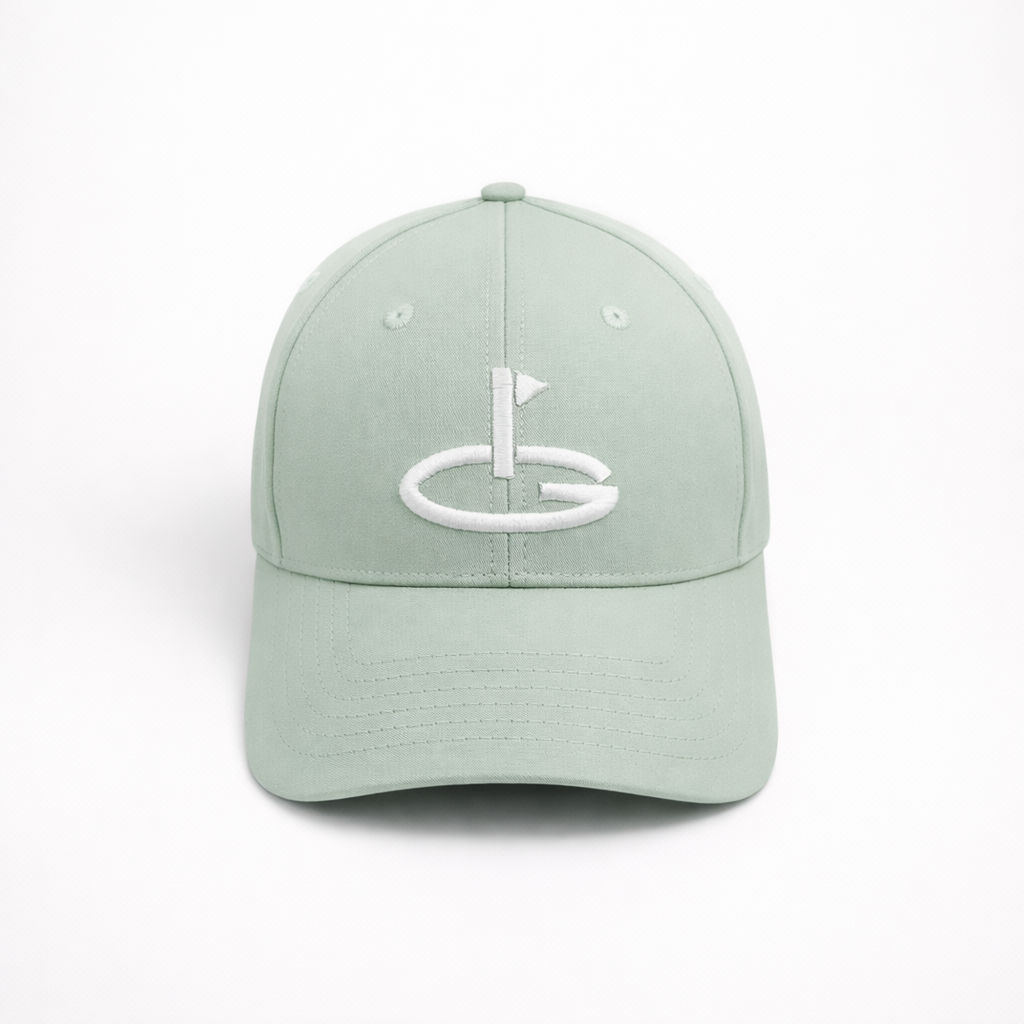 Sage Green Performance Golf Hat - Front Logo